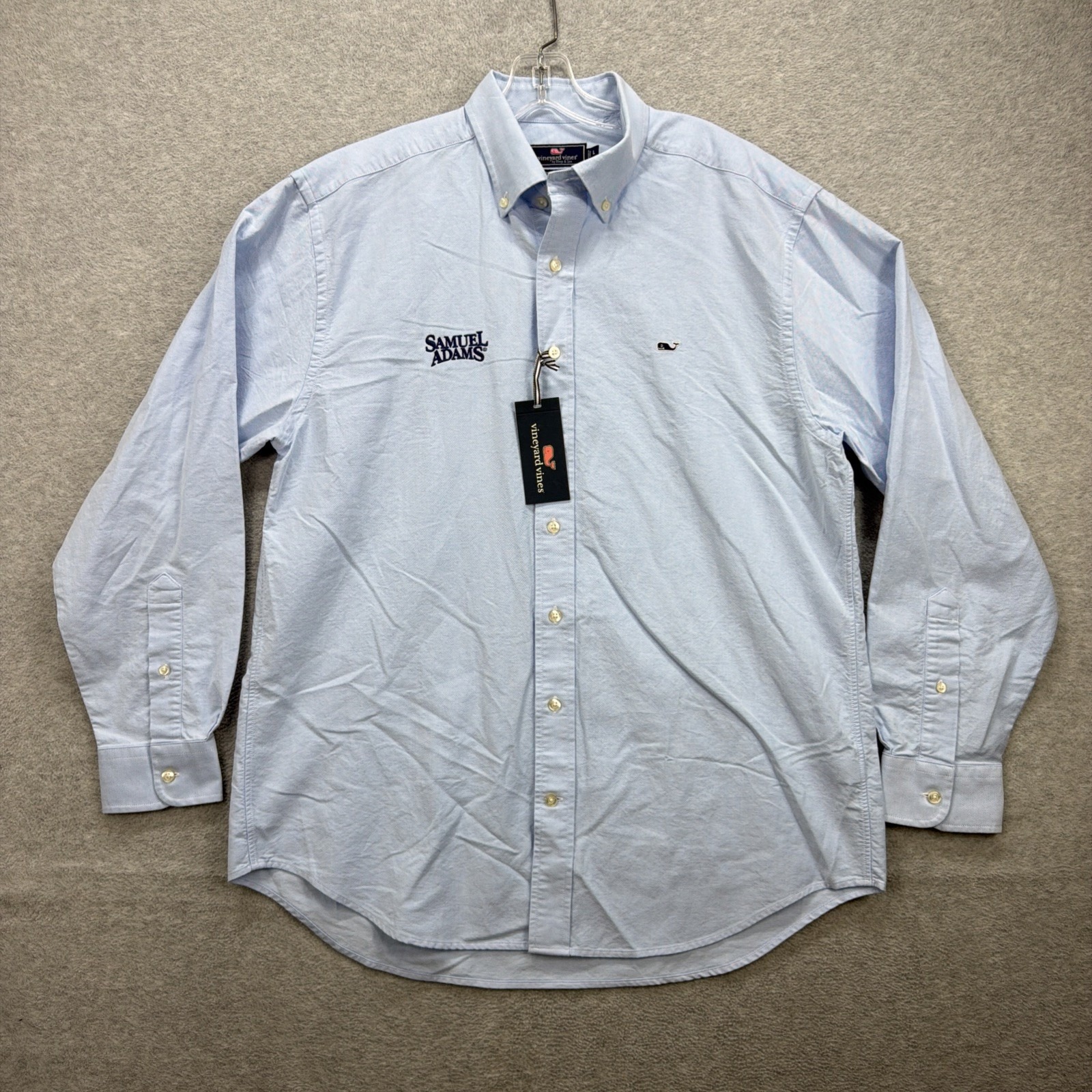 Vineyard Vines Shirt Mens Large Blue Classic Fit Whale Oxford Samuel Adams New
